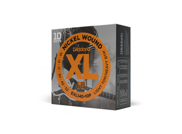 D'Addario EXL140-10P 10-52 Light Top/Heavy Bottom, XL Nickel Electric Guitar Strings 10-Pack D'Addario EXL140-10P 10-52 Light Top/Heavy Bottom, XL Nickel Electric Guitar Strings 10-Pack